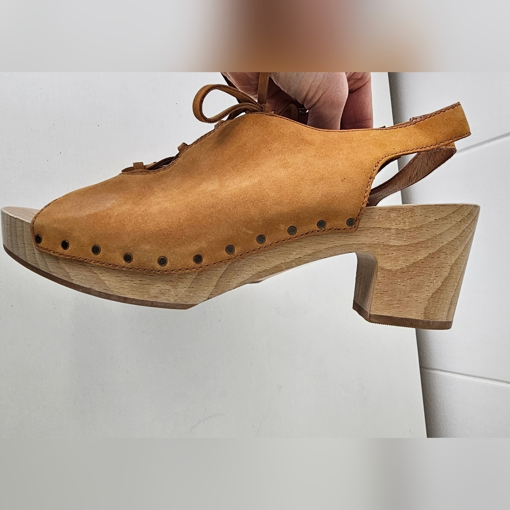 Madewell Cecilia Lace-Up Clog in Tan Size 7 - Picture 7 of 10